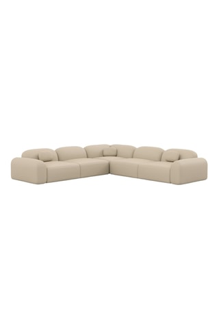 Collection Labucca - Canapé d'angle réversible - Beige - 6 places - En cuir véritable doux