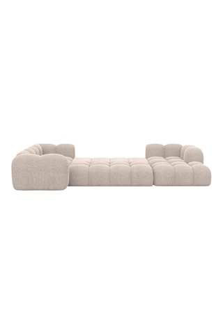 Nuvola - Canapé d'angle panoramique gauche convertible - Beige - 7 places - En tissu structuré