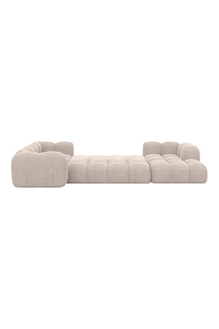 Canapé d'angle panoramique droit convertible Nuvola - Beige - 7 places - En tissu structuré