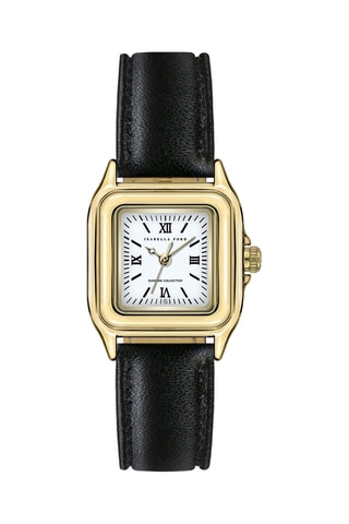 Orologio al quarzo in vera pelle Velours - Nero e dorato