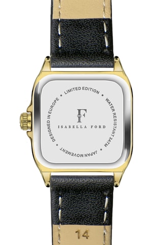 Orologio al quarzo in vera pelle Velours - Nero e dorato