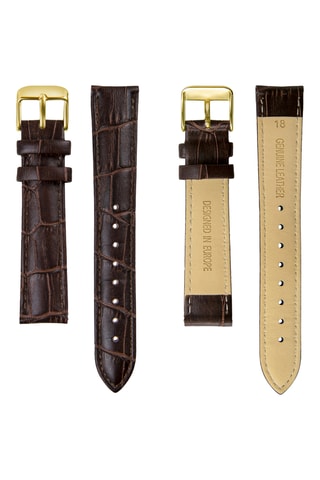 Orologio al quarzo in vera pelle Isadora - Marrone e dorato