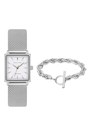 Cofanetto orologio al quarzo e bracciale in acciaio Rosalie - Argentato