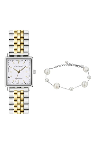Cofanetto orologio al quarzo e bracciale in acciaio Rosalie - Argentato e dorato