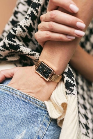Reloj de cuarzo de acero y diamante Odette