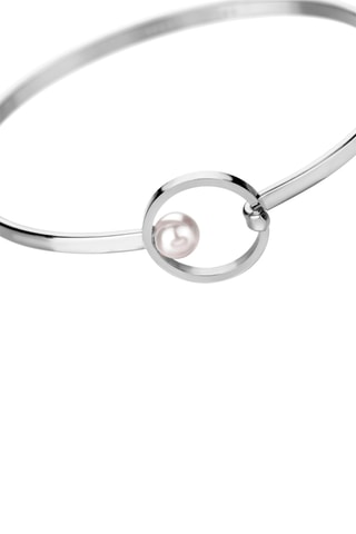 Cofanetto orologio al quarzo, placcato Ion argento e diamante e bracciale bangle Netty