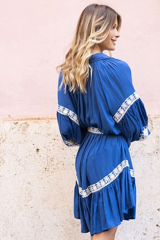 Robe courte Dina - Blanc et bleu