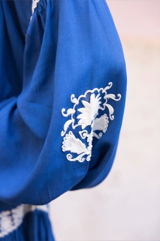 Robe courte Dina - Blanc et bleu