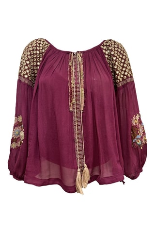 Blouse Russia - Beige et rouge