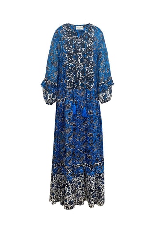 Robe longue Ludovica - Blanc, noir et bleu