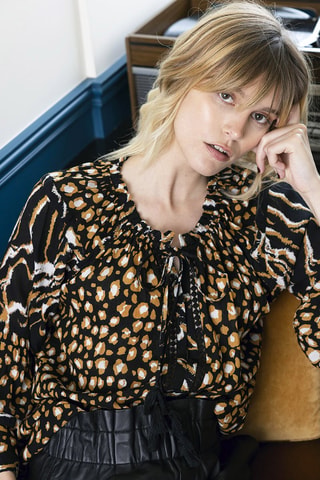 Blouse Elisa - Blanc, noir et jaune