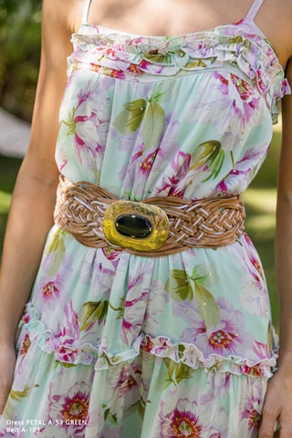 Robe longue Petal - Blanc, vert et violet