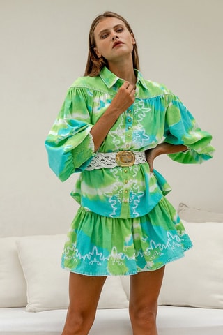 Jupe patineuse tie and dye - Bleu et vert