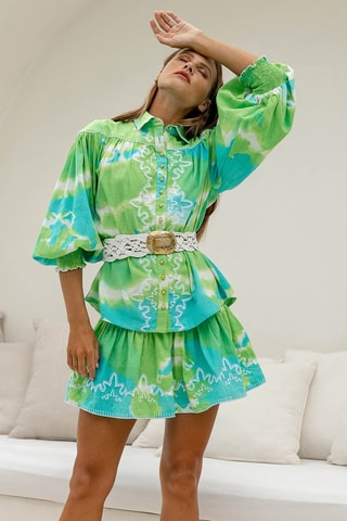Jupe patineuse tie and dye - Bleu et vert