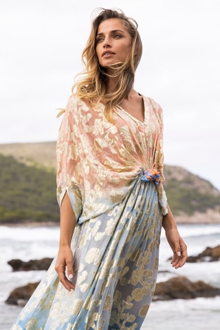 Robe longue - Bleu et rose
