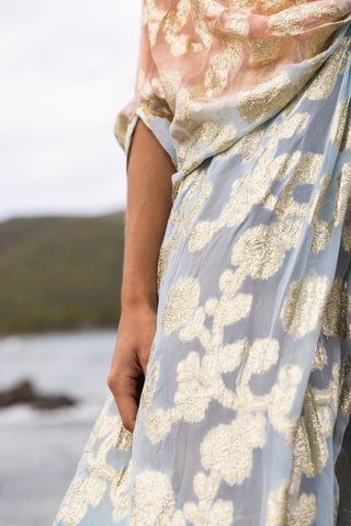 Robe longue - Bleu et rose