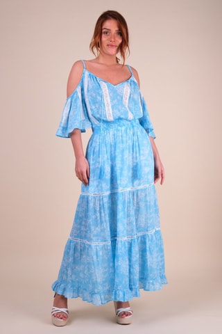 Robe longue - Blanc et bleu