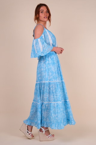 Robe longue - Blanc et bleu