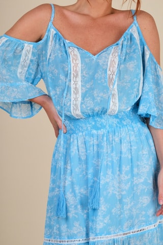 Robe longue - Blanc et bleu