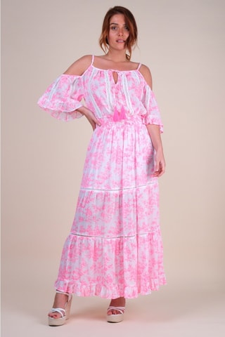 Robe longue - Blanc et rose