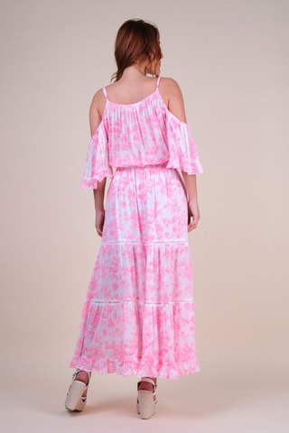 Robe longue - Blanc et rose