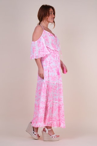 Robe longue - Blanc et rose