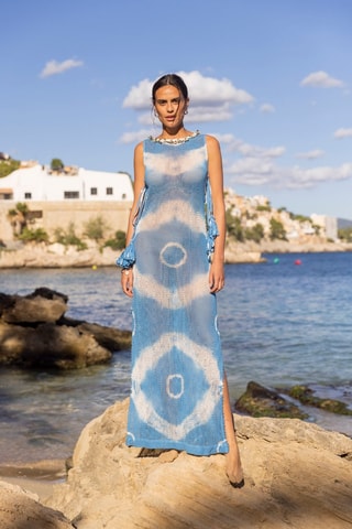 Robe longue - Blanc et bleu