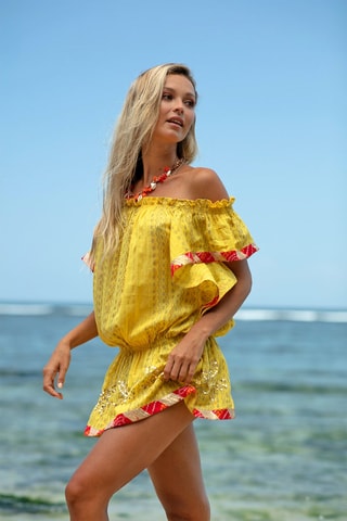 Robe patineuse Lakshini - Rouge et jaune