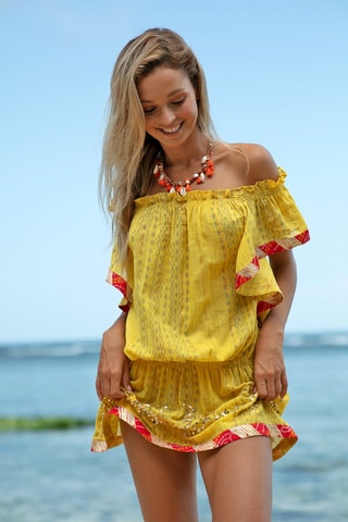 Robe patineuse Lakshini - Rouge et jaune