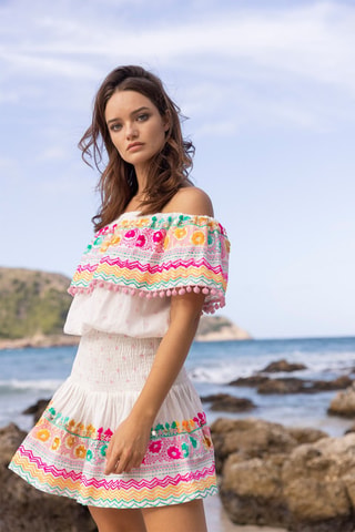 Top Zuma - Blanc, orange et rose