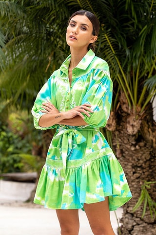 Robe patineuse - Blanc, bleu et vert