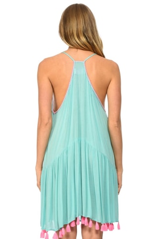 Robe trapèze Palms - Bleu, vert et rose
