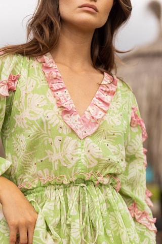 Blouse Tavola - Blanc, vert et rose