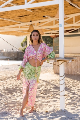 Jupe longue - Vert et rose