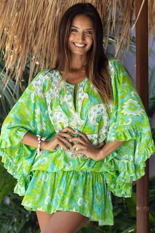 Robe patineuse - Blanc et vert