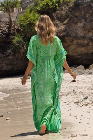 Caftan Sierrane - Blanc, bleu et vert
