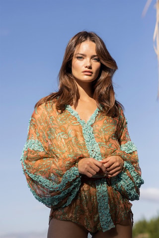 Blouse Romeo - Bleu et orange