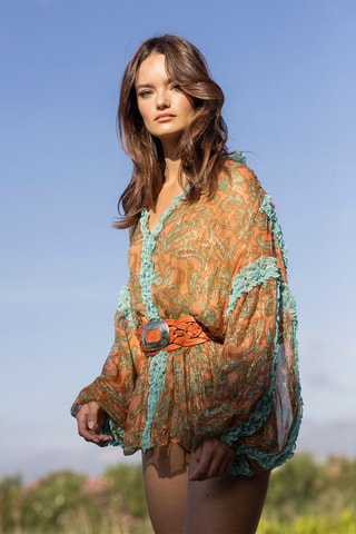 Blouse Romeo - Bleu et orange