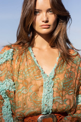 Blouse Romeo - Bleu et orange