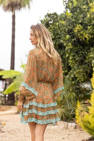 Robe chemise Agua - Bleu et orange