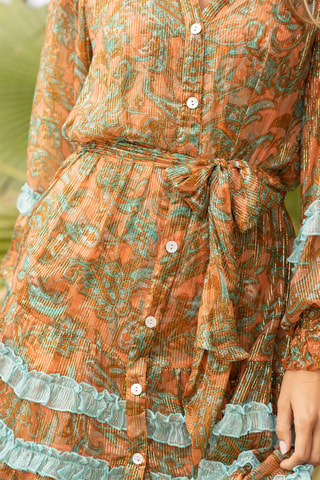 Robe chemise Agua - Bleu et orange