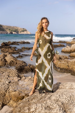 Robe longue - Blanc et vert