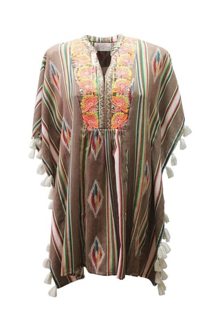 Poncho - Blanc, beige et marron