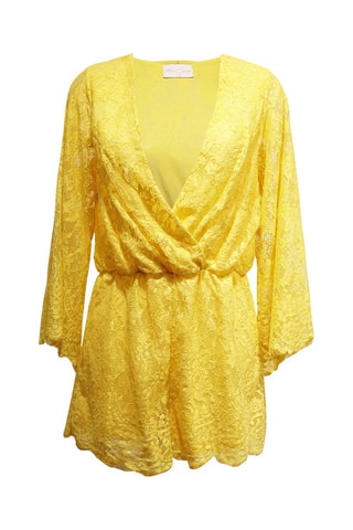 Robe patineuse en dentelle - Jaune