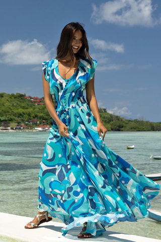 Robe chemise Scarlett - Blanc et bleu