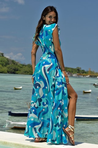 Robe chemise Scarlett - Blanc et bleu