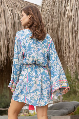 Robe chemise Milos - Blanc, violet et rose