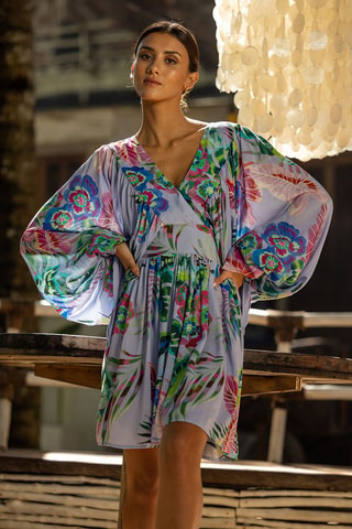 Robe patineuse Falone - Vert, violet et rose