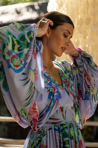 Robe patineuse Falone - Vert, violet et rose