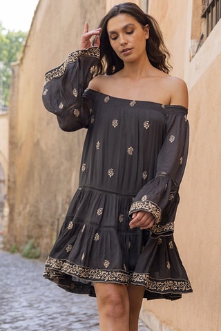 Robe courte Shine - Beige et vert